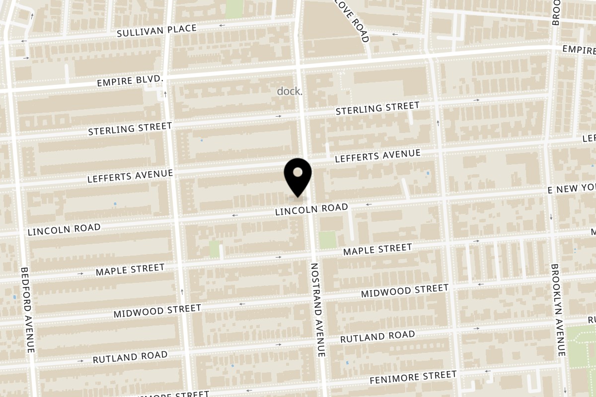 Map showing the location of Dragon King Nostrand Avenue on 1078 Nostrand Ave in Brooklyn