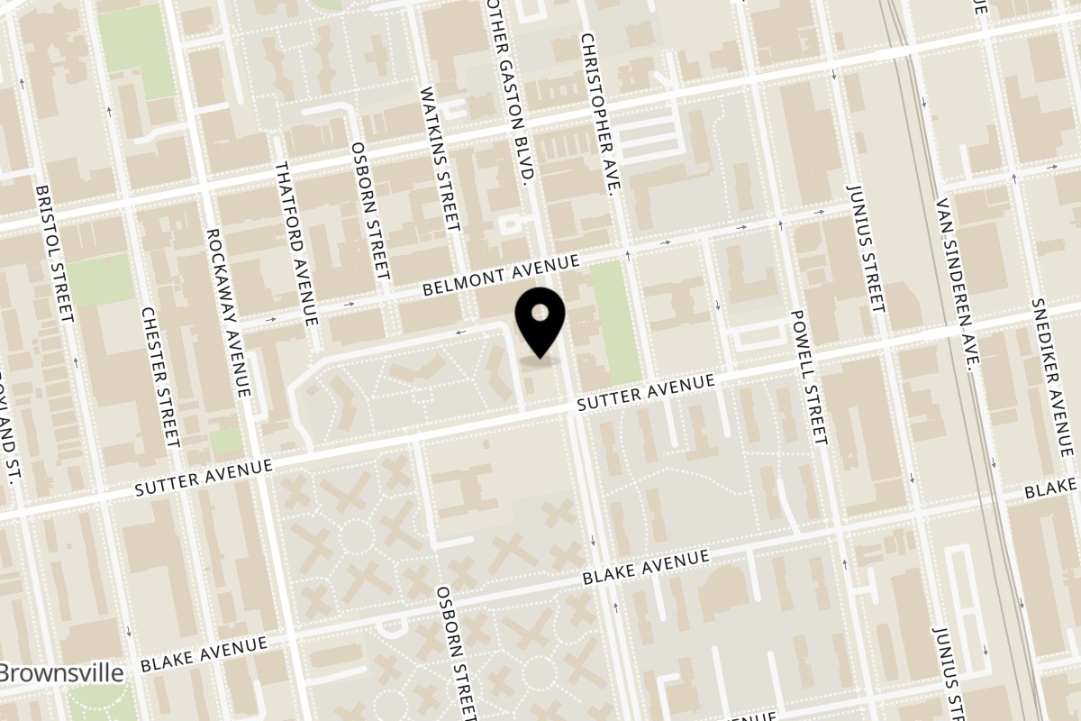 Map showing the location of Dragon King Mother Gaston Boulevard on 446 Mother Gaston Blvd in Brooklyn