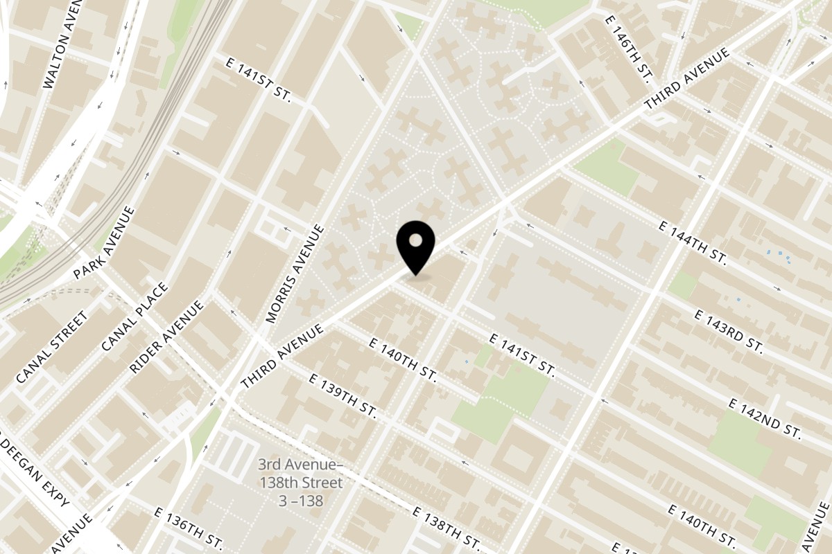 Map showing the location of Dragon King Third Avenue on 2632 3rd Ave in Bronx