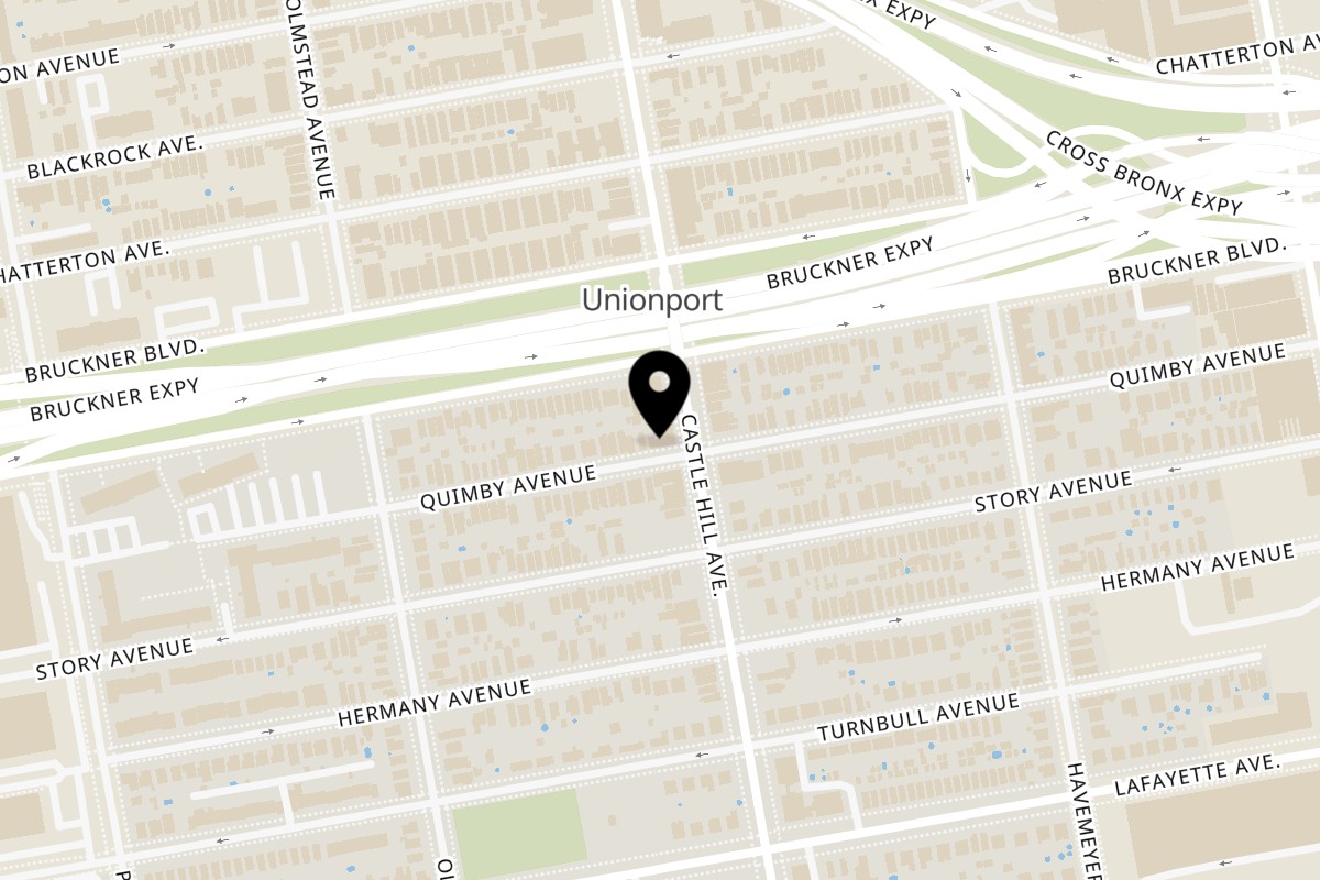 Map showing the location of Dragon King Castle Hill Avenue on 935 Castle Hill Ave in Bronx